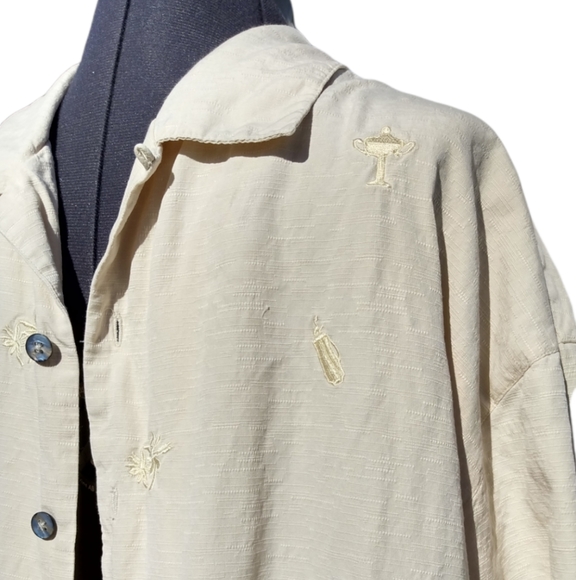 Aureus Silk golf embroidered, short sleeve button down shirt. XXL - Picture 3 of 8